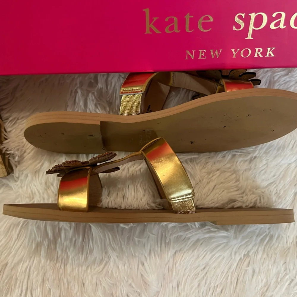 🎉HP🎉 Kate Spade Claire Gold Glitter Crab Sandal / Shoes - Picture 7 of 11